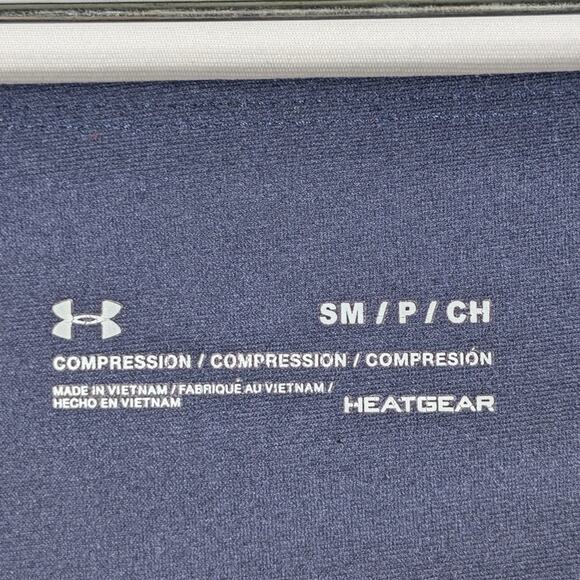 Under Armour Small HeatGear Compression Leggings Women Blue Training Workout - Picture 3 of 4